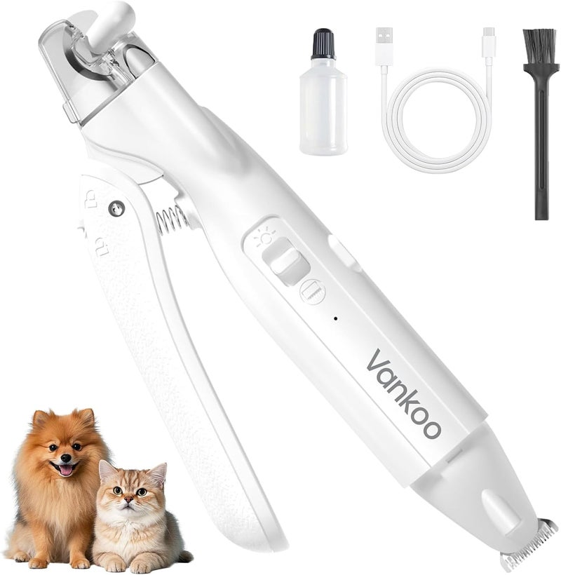 Vankoo 2 in 1 Dog & Cat Nail Clippers & Trimmers with LED Lights, Splash Guard - Pet Hair Trimmer for Around Paws, Ear, Eye,Face, Rump Rechargeable & IPX7 Waterproof Grooming Supplies for Dog, Cat - Image 1